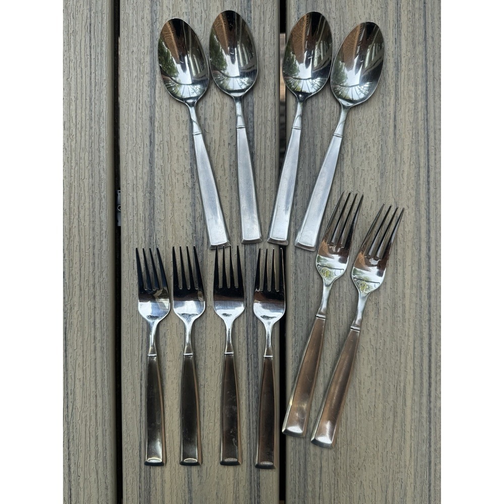 Towle Flatware Set Stainless Steel Forks Spoons Lot 10 Pieces Rare Simple Design